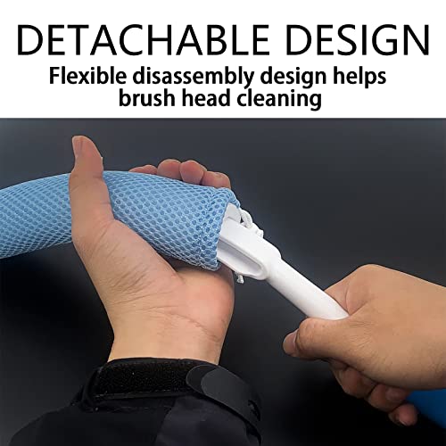 Long Handle Bath Brush, Anti-Slip Curve Handled Bath Body Brush, Back Scrubber for Shower, Easy Reach for Seniors, Suitable for Elderly/Pregnant Aid Bathing & Shower(Not Include Brush Handle) - size: Green-h