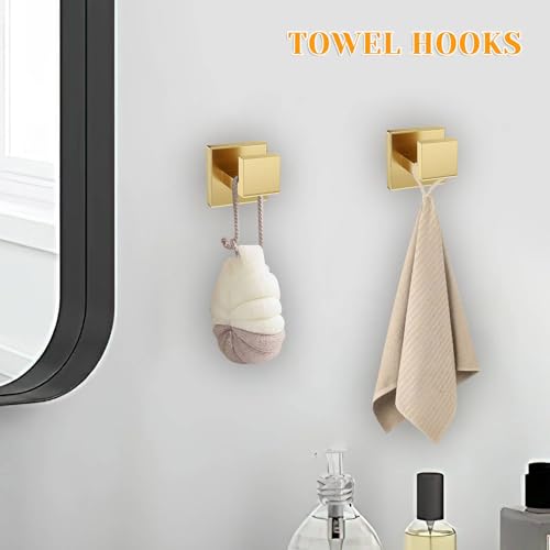 Brushed Gold Towel Bar Set 5 Pieces Bathroom Hardware Accessories Set,Upgraded Toilet Paper Holder with Shelf,Stainless Steel Towel Holder Set for Bathroom,Wall-Mounted 23.6 in - color: 5pcs-gold