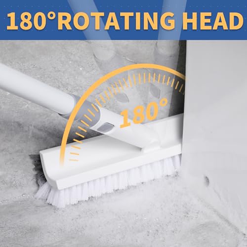 BOOMJOY Grout Brush with Long Handle, 57" Grout Cleaner for Tile Floors, Double-Sided with V-Shape Stiff Bristles for Bathroom, Patio, Kitchen, Wall, Corners and Deck - color: V-shaped