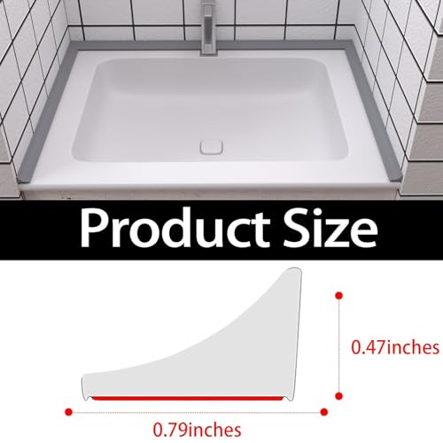 Collapsible Shower Threshold Water Dam, Self Adhesive Silicone Waterproof Barrier Bathroom and Kitchen Water Strip Dam Shower Guard for Dry And Wet Separation Caulk Seal Strip Edge Trim (67Inch, Grey) - color: Grey, style: 67Inch