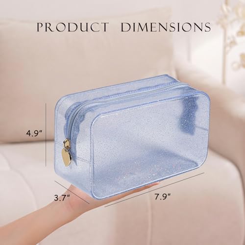 RSRSLEII Stardust Twinkle Jelly Travel Makeup & Toiletry Bag, Waterproof PVC Cosmetic Bag/Case for Women，Zipper SPF Beach Bag for Sunscreen Skincare and Daily Essentials (08Silver) - color: 08Silver