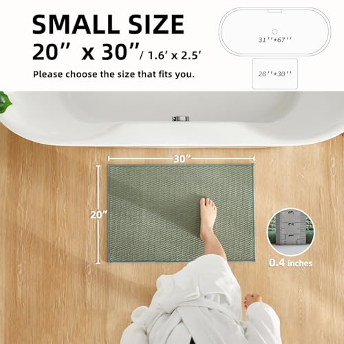TYUU Bathroom Rugs Non Slip Washable, Super Absorbent Thin Bath Mat Small Quick Dry Low Pile Bathroom Rug, Sage Green 20"x30" - color: Sage Green, size: 1'8" X 2'6" (Rectangular)