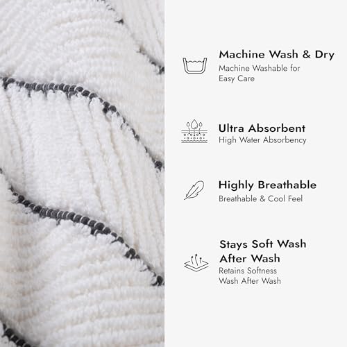 Herringbone Bath Mat Set of 2, Turkish Cotton Tencel Blend, Absorbent Quick Dry, 20x32 Inch, Oeko-TEX Certified, Made in Turkey - color: Warm Cream