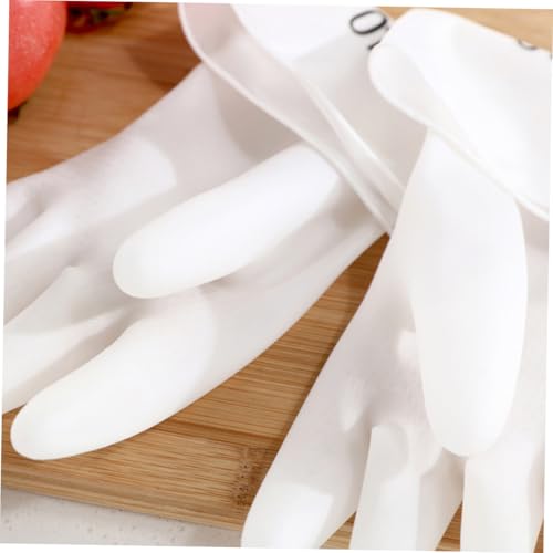 FENICAL Waterproof Household Cleaning Gloves 4-pair Set, White Large Latex Plastic Steel Protective Kitchen Gloves for Housework and Toilet Cleaning