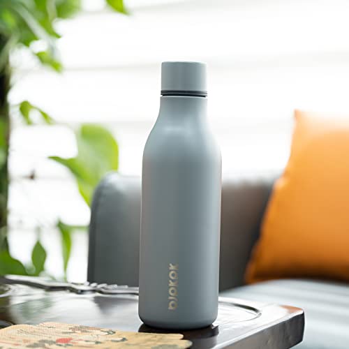 BJPKPK Insulated Water Bottles, 18 oz Stainless Steel Metal Water Bottle with Strap, BPA Free Leak Proof Jugs, Mugs, Flasks, Reusable Thermal Flasks for Sports & Travel, Grey - color: Gray, size: 18 Ounces, style: 18oz