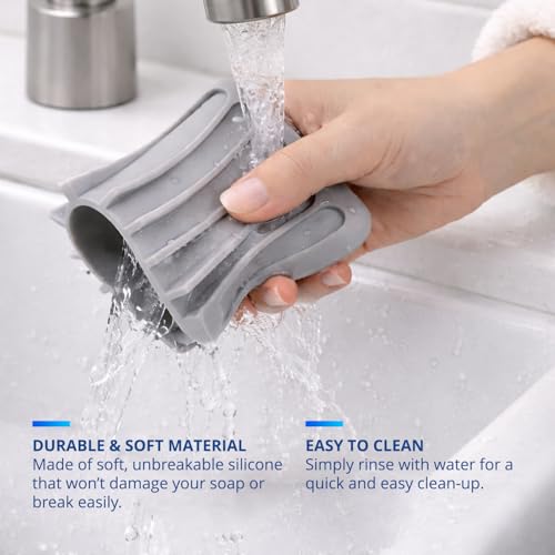 TAGRID Tea Tree Soap & Silicone Soap Dish Set: Long-Lasting Body Soap for Athletes & Daily Use with Quick-Drying, Antibacterial Soap Dish for Optimal Hygiene and Protection
