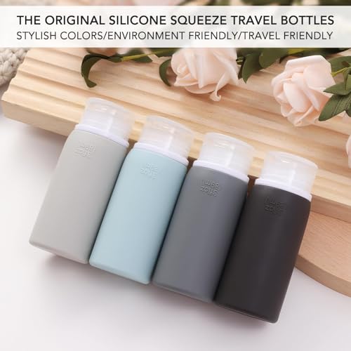 Muslish 21 Pack Travel Bottles for Toiletries, Leak-Proof TSA Compliant Silicone Travel Size Containers for Shampoo and Conditioner, BPA Free with Toiletry Bag (Gray) - color: Gray