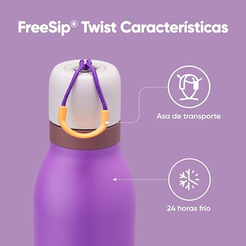 Owala FreeSip Twist Insulated Stainless Steel Water Bottle with Straw for Sports and Travel, BPA-Free, 24-oz, Purple/Purple (California Grapevine) - color: California Grapevine, size: 24 Ounces