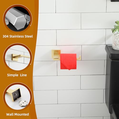 KOKOSIRI Toilet Paper Holder Gold Tissue Paper Dispenser for Kitchen Bathroom Washroom Toilet Roll Holder Stainless Steel, Wall Mounted B2006BG - color: Gold