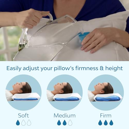 Mediflow Fiber Water Pillow - Adjustable for Neck Pain Relief, Pillow for Side, Back, and Stomach Sleepers, The Original Inventor of The Water Pillow, Clinically Proven Bed Pillow (2 Packs) - size: Twin Pack