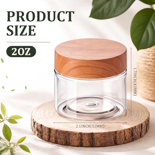 Patelai 4 Pieces Round Wide-mouth Leak Proof Plastic Container Jars with Lids for Travel Storage Makeup Beauty Products Face Creams Oils Salves Ointments DIY Making(2 Ounce,Wood) - color: Wood, size: 2 Ounce