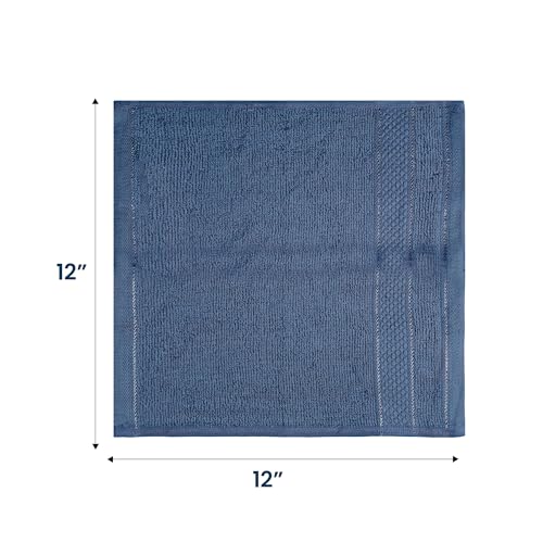 Casa Lino Face Towels & Body Wash Cloths for Showering - 100% Cotton Wash Cloths for Bathroom - Highly Absorbent & Quick Drying Washcloth Set - Cotton Washcloths 24 Pack (12" x 12") - (Cobalt Blue) - color: Navy