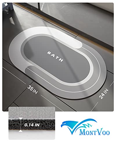MontVoo Bath Mat - Non Slip, Quick Dry, Stain Resistant Bath Mat Rug for Bathroom Floor - Easy Care Shower Rug for Outside Bathtub - 24"x35" Grey - color: Grey, size: 24"x35"