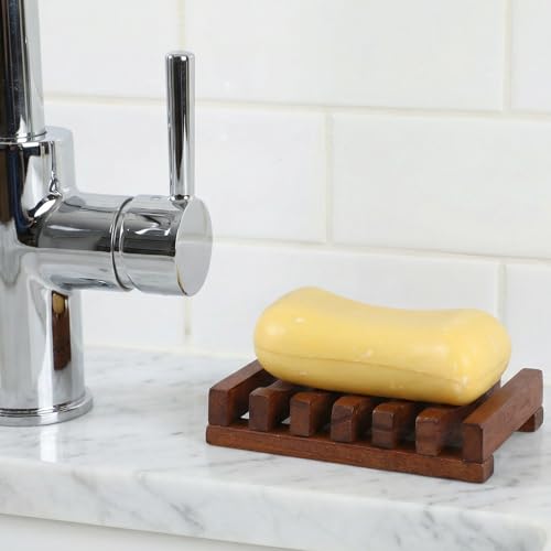 Teak Soap Dish Wood Soap Holder for Shower Teak Wood By HTB Soaps Tray for Shower Kitchen Sink Sink Bathroom Bathtub Extend Soaps Life and Keep Dry