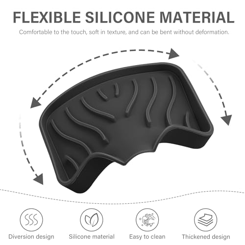 Silicone Soap Dish with Drain, SAISN Kitchen Soap Tray for Shower 2 Pack Self Draining Soap Dish Soft Bathroom Soap Holder for Kitchen Sink Flexible Portable Soap Saver, Black - color: Black