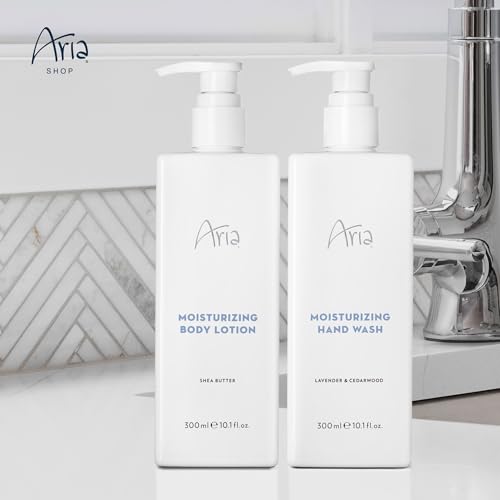 Aria Skin Care Set - Hand Wash & Body Lotion - Scented with Cedarwood, Green Mandarin, Lavender - Hotel Body Care Amenities - 10 oz, White - size: Skin Care Set