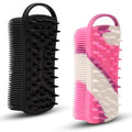 MtBoi 2 PC Silicone Body Scrubber, 2 in 1 Exfoliating Shower Bath Scrubber, Soft Silicone Loofah for Sensitive Skin, Shower Hair Scalp Massager, Easy to Clean, Lather Well (Black&Purple) - color: Black&purple