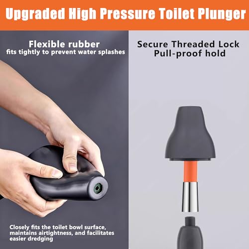 Upgraded Toilet Plunger,High Pressure Toilet Plunger,Powerful Air Drain Unclogger,Toilet Brush and Plunger Set,All Purpose Toilet unclogging Tool for Bathroom(Plunger Upgrade) - color: Plunger Upgrade