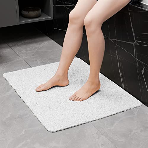 HITSLAM Shower mat Non Slip, 24 x 32 Inch Bathtub Mat Non Slip with Drain, Soft PVC Loofah Shower Bath Mat for Tub, Quick Drying Bathroom Shower Mat, White - color: White, size: 32" x 24" (Rectangular)