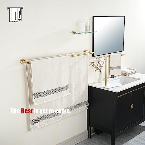 JQK Double Bath Towel Bar, Brushed Gold 39 Inch 304 Stainless Steel Thicken 0.8mm Towel Rack for Bathroom, Towel Holder Wall Mount, Useable Length 36 Inch, TB100L36-BG - color: Brushed Gold, size: 39 Inch