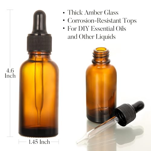 4 Pack, 2 oz Bottles with Dropper & 1 Funnel & 4 Labels - Essential Oils Bottles for Health, Personal Care & Beauty - 60ml Thick Dark Amber Glass Tincture Bottles, Refillable Cosmetic Containers - color: Amber