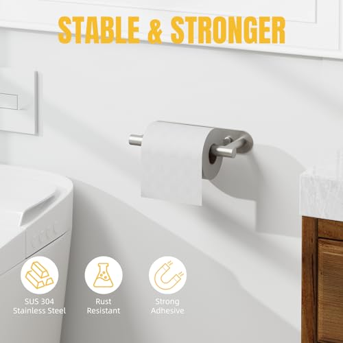 BESy Adhesive or Screw Toilet Paper Holder Wall Mount Rustproof Modern Roll Holder Flexible Pivoting Adjustable Tissue Handle with Self Adhesive or Mounted with Screws Stainless Steel Brushed Nickel - color: Brushed Nickel