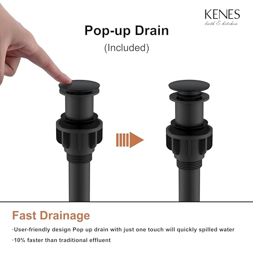 KENES Matte Black Bathroom Faucet Single Handle Tall Vessel Sink Faucet Vanity Bathroom Faucet Basin Mixer Tap with Water Supply Hose and Pop Up Sink Drain, LJ-9031A-2 - color: Matte Black, size: Tall