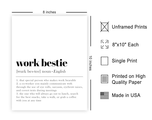 Poster Master Definition of Work Bestie Print - Typography Poster - Dictionary Art - Minimal Gift for Boss & Colleague - Funny Decor for Office, Workplace or Dorm - 8x10 UNFRAMED Wall Art - color: Style11, size: 8"L x 10"W