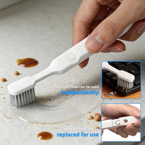Small Scrub Brush, Hard Bristle Crevice Cleaning Brush Set with 6Pcs Brush Heads & 2Pcs Handles, Multifunctional Grout Scrubber Tools for Kitchen, Bathroom, Sink, Corner, Mug and Blender - style: 8-Pieces Kit