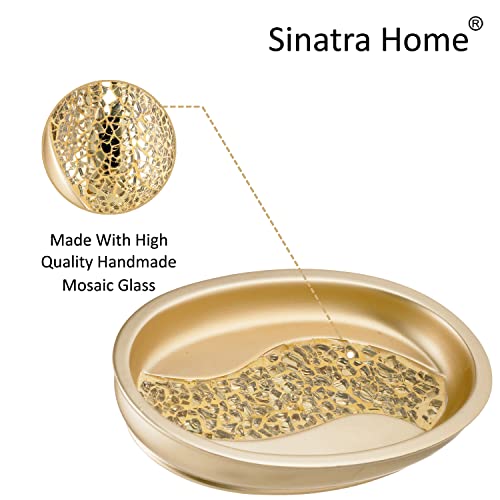 Zahari Home Sinatra Soap Dish Unique Design Bling Glass Mosaic Décor Soap Bar Holder, Champagne - color: Sinatra Champagne