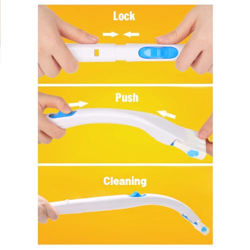 Disposable Toilet Bowl Brush Holder System, Fresh Refills for Bathroom Scrubber, 1 Toilet Brush+1 Holder+1 Cleaning Glove+12 Refills - color: Complete - 12 Refills (Brush & Holder)