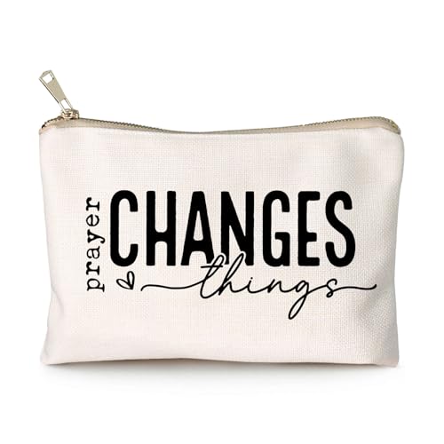 Prayer Changes Things Makeup Bag Christian Worthy You Matter Travel Bag Religious Faith Makeup Case Bible Verse Cosmetic Bag Sister Christian Gift Toiletry Bag Gift - color: Prayer Changes Things