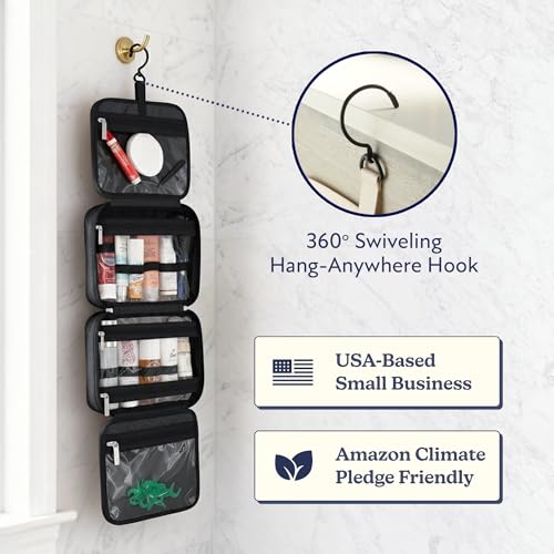 VANDEL Waterproof Hanging Toiletry Bag [TSA-Approved] Hanging Makeup Organizer Bag, Cosmetic Travel Bags for Women, Makeup Case Toiletries Organizer Hygiene Bathroom Shower Caddy - Black - color: Black