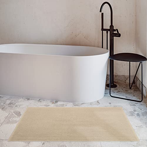 Cotton Paradise 100% Cotton Turkish Bathmat Rug, Soft Absorbent Quick Dry Non Slip, 20x34 Bathmat Rug, Beige - color: Beige, size: Cotton Bath Rug 20 x 34
