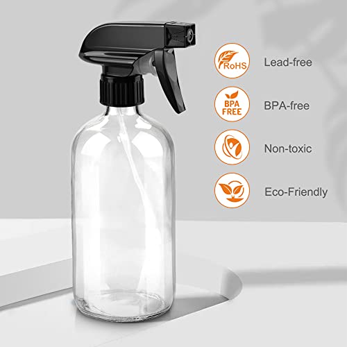 Worldgsb Glass Spray Bottles, 16oz*2+4oz*2+2oz*4 Refillable Containers, Empty Boston Round Bottles with Adjustable Nozzle for Cleaning, Gardening, Aromatherapy, Pets, Plant, Hair - Clear - color: Clear