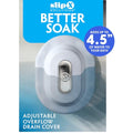 SlipX Solutions Better Soak, Overflow Drain Cover, Adjustable Bathtub Depth Extender, Fits All Drain Types for The Deepest Baths, Silicone, White