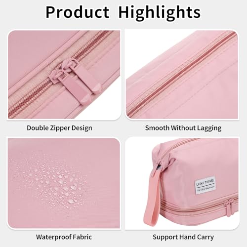 Hanging Travel Toiletry Bag for Women, Makeup Bag, Compact, sturdy, Lightweight, Waterproof, Simple and Practical, Functions As Both Cosmetic Organizer And Toiletry Bag (Woman, Pink) - color: Pink, style: Woman