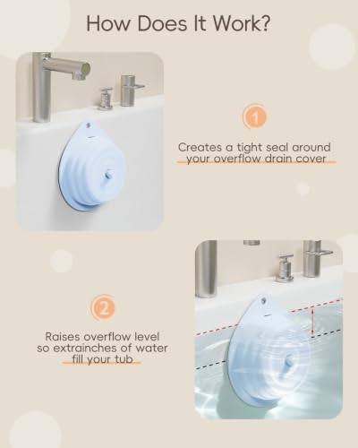 Bathtub Overflow Drain Cover Tub, Silicone Magnetic Bathroom Overflow Drain Cover, Overflow Drain Cover for Bathtub, Bathroom Spa Accessories, Adds of Water to Your Tub for Deeper&Warmer Soak(Blue) - color: Blue