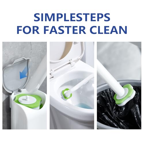 Toilet Bowl Wand Cleaner Refills,Disposable 30 Magic Sponge Eraser Wand Refills, for Bathroom Toilet Cleaning Brush(Refills, 30 PCS)