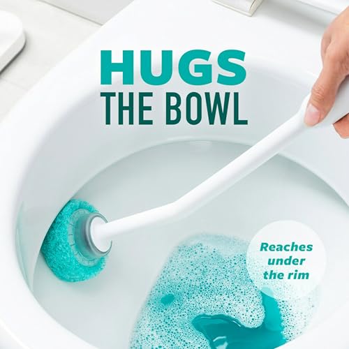 Scotch-Brite Power Scour Toilet Cleaning System, Toilet Bowl Cleaner with Disposable Scrub Pad Tablets, Includes 1 Wand, Stand and 5 Scrubbing Pad Refills