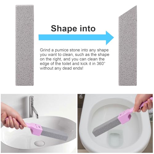 Herda 8-Pack Pumice Stone Scouring Stick with 2 Universal Handles, Pumice Stone for Cleaning Stove, Toilet, Tub, Grill, Swimming Pool, Sink, Removes Hard Water Rings, Calcium Deposits, Rust Buildup - size: 8 Count (Pack of 1)