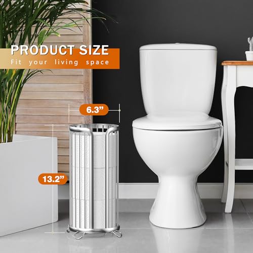 Toilet Paper Holder Stand, Freestanding Toilet Paper Storage,2 Pack,Silver | Waterproof Raised Feet,Rustproof,Fit 3 Mega Rolls,No Drilling No Assemble,Minimalistic Storage,Space-saving Renter Friendly - color: Silver, size: 2 Pack