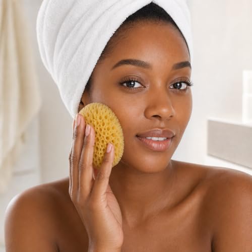 Real Natural Sea Sponges Multipack - 5pc Spa Gift Set in Premium Bag, Kind on Skin, for Bath Shower Facial Cleansing, Pamper Moms Brides Girlfriends & Teens (5 Pack Standard Packaging) - style: 5 Piece set in bag