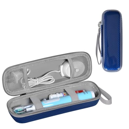 Toothbrush Travel Case for Oral B/Oral-B Pro 1000 1500 5000 7000 7500 6000 9600/ Phlips Sonicare 4100 5100 1100 6100 5300 Electric Toothbrush, Portable Hard Protective Storage Bag (Blue) - color: Blue