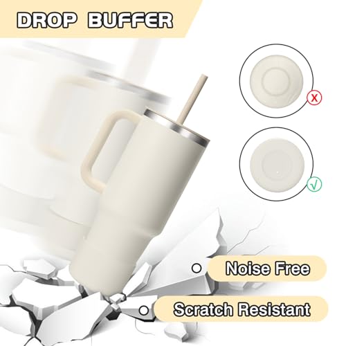 WUQID Silicone Boot Sleeve Compatible with Hydro Flask Travel Tumbler with Handle 32oz&40oz and 12-24oz Hydroflask Bottle & Stanley 20 30 40oz Tumbler, Fit 2.83-2.95in Bottom, Anti-Slip Bottle Cover - color: Ivory Two Tone