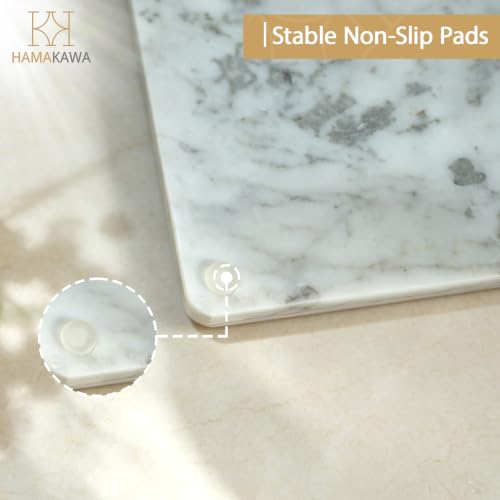 Italian Real Natural Marble Bathroom Vanity Tray 12 inch, Carrara White Stone Jewelry Tray, Rectangle Perfume Trays, Large Tank Trays, Cosmetic Organizer - color: Carrara White Rect Tiered 12-in