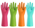 Bamllum Rubber Cleaning Gloves for Kitchen - 4 Pairs Reusable Dishwashing Gloves for Household, Flexible Long-lasting & Waterproof (Small, Blue+Green+Red+Orange) - size: Small