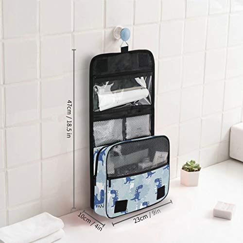 senya Hanging Travel Toiletry Bag Kit Makeup Case Cosmetics Organizer for Men Women - color: Dinosaur Blue Boy