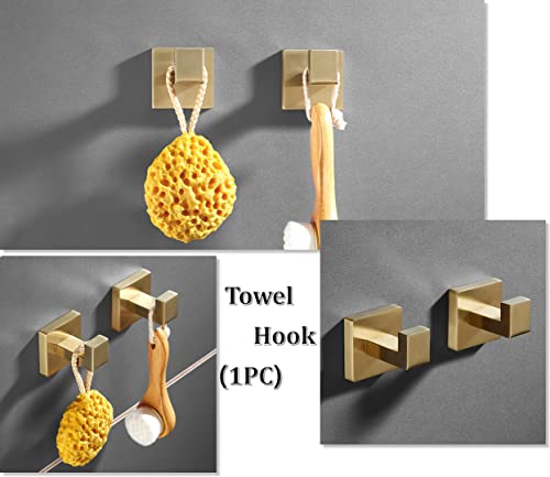 Bathroom Hardware Accessories Set Gold: Brushed Toilet Paper Holder Hand Towel Holder Towel Hook - Wall Mounted Stainless Steel 3 Pieces Towel Bar Set SHUNLI - color: 3-piece/Brushed Gold, size: 3-Piece A