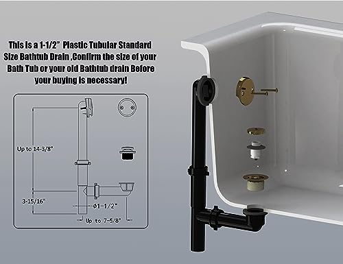 Artiwell 1-1/2'' Black Tubular Bath Drain Kit with Tip-Toe Bath Drain Stopper & Overflow Plug, Champagne Bronze - color: Champagne Bronze